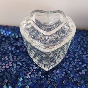VTG. Homco, Clear Heart-Shaped Glass Candy/Trinket Dish. Made  In USA.